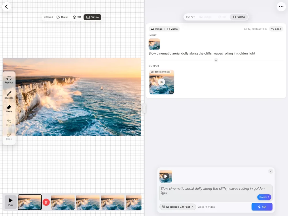 Drawoid on iPad: the video frame editor with an ocean clip